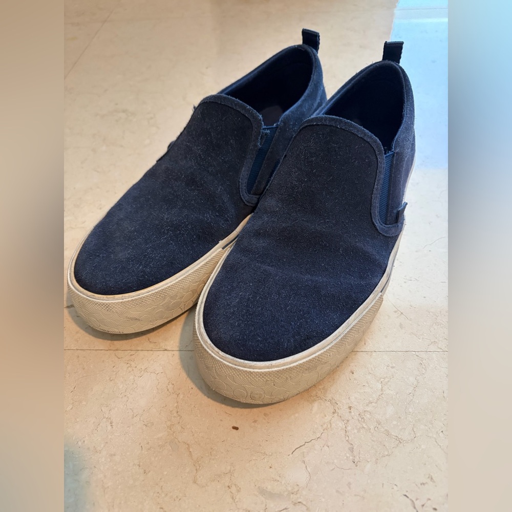 Coach Blue Suede Shoes (Slip-On Sneakers), Men’s 9.5, gently used